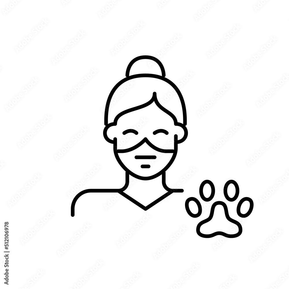 Vet nurse wearing a surgical mask. Pixel perfect, editable stroke line icon Vet nurse wearing a surgical mask. Pixel perfect, editable stroke line icon