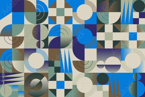 Mid-Century Inspired Graphic Pattern Art Made With Abstract Vector Geometric Shapes and Elements
