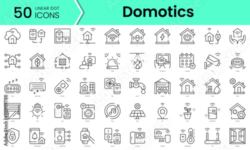 domotics Icons bundle. Linear dot style Icons. Vector illustration