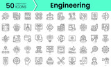 engineering Icons bundle. Linear dot style Icons. Vector illustration