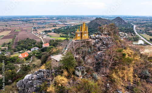 Santi Chedi and the statue of Christ the Redeemer in heaven hills in Pak Tho District, Ratchaburi, Thailand