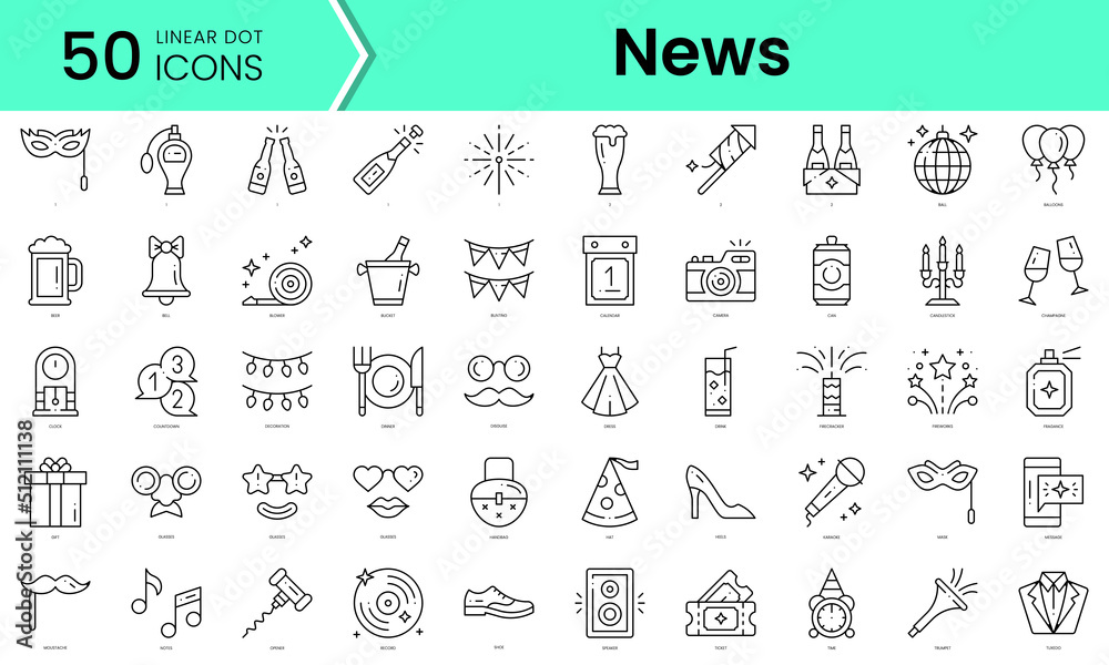 new year Icons bundle. Linear dot style Icons. Vector illustration
