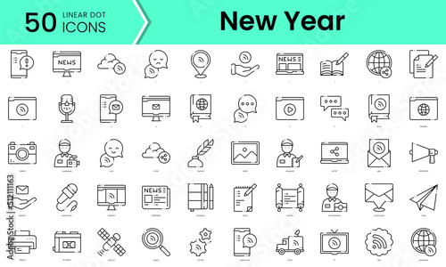 news journal Icons bundle. Linear dot style Icons. Vector illustration