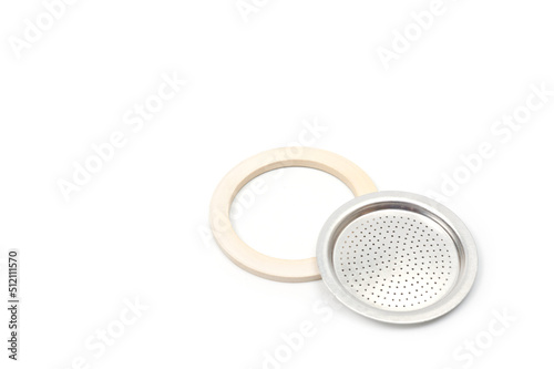 Replacement kit made of metalfilter and rubber gasket for a classic coffee maker.