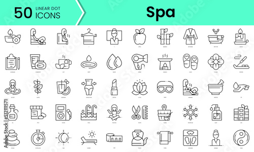 spa Icons bundle. Linear dot style Icons. Vector illustration