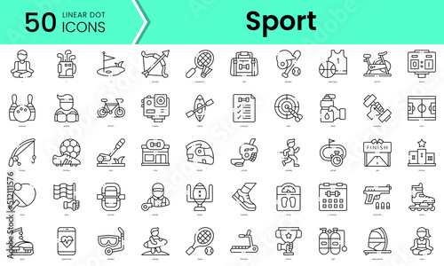 sport Icons bundle. Linear dot style Icons. Vector illustration