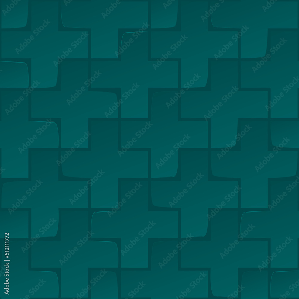 Repeating Cross Seamless Pattern Medical Style Background Square Template Made with Cut Paper Pieces with Unstuck Edges - Light Elements on Similar Backdrop - Gradient Graphic Design