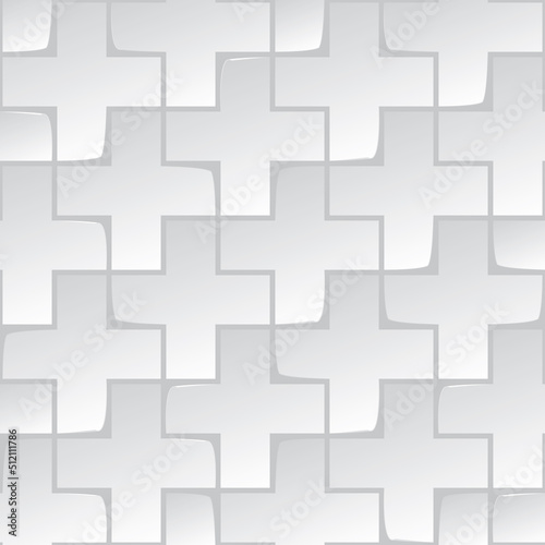 Repeating Cross with Unstuck Edges Seamless Pattern Medical Style Background Square Template Made with Cut Paper Pieces - Light Elements on Similar Backdrop - Gradient Graphic Design