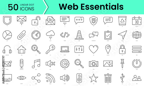 web essentials Icons bundle. Linear dot style Icons. Vector illustration