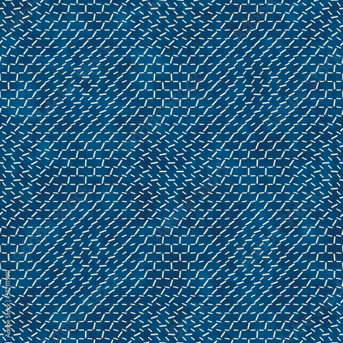 Blue Watercolor-Dyed Effect Textured Irregular Mesh Pattern