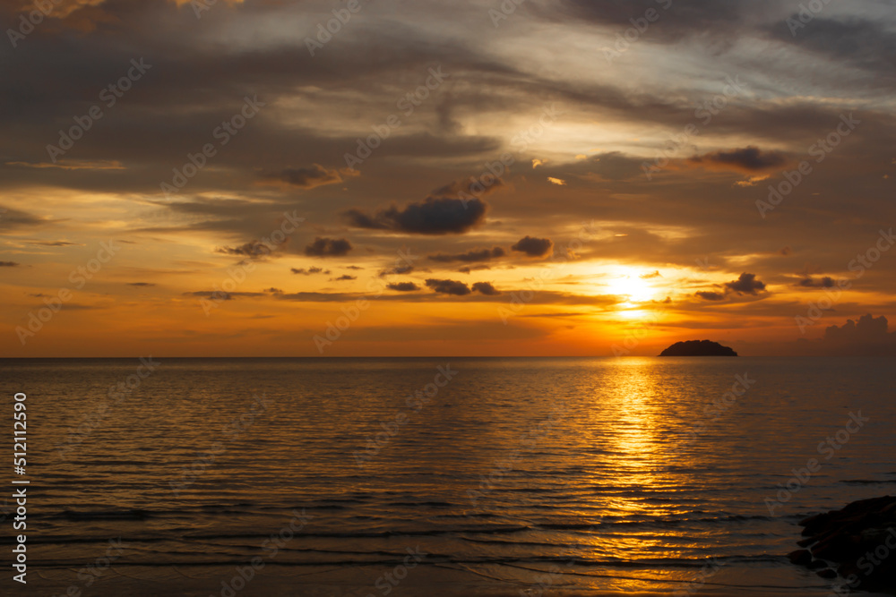 Sunset At The Beach, Tanjung Aru Beach, Kota Kinabalu, Borneo,Sabah, Malaysia