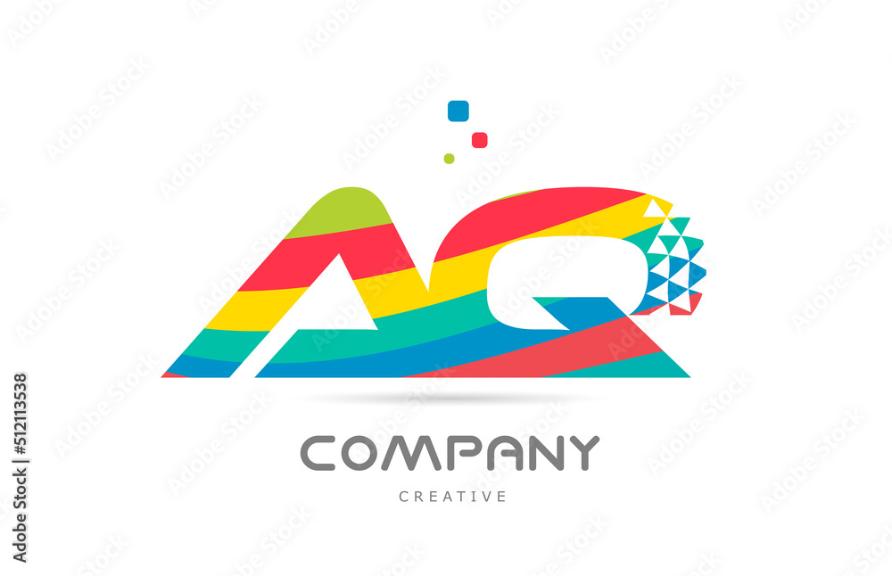 AQ combination colorful alphabet letter logo icon design. Colored creative template design for company or business