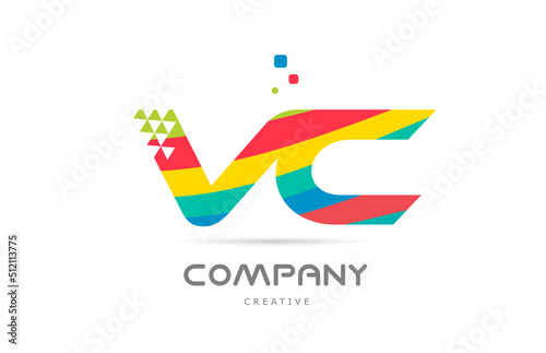 VC combination colorful alphabet letter logo icon design. Colored creative template design for company or business