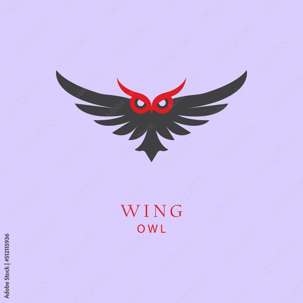 Obraz premium Fluffy wings owl logo
