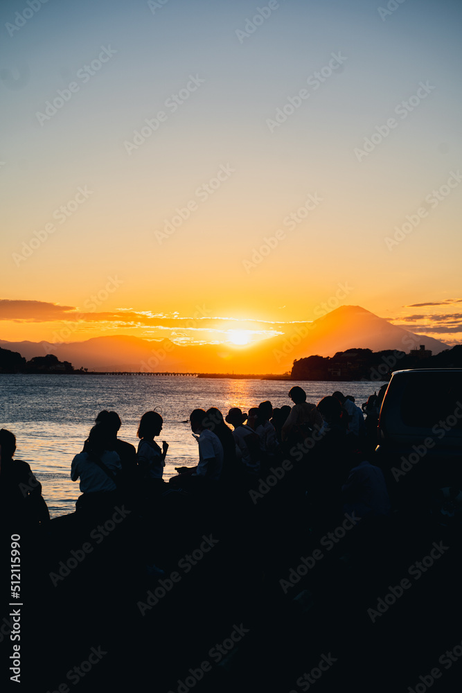 富士山が見える夕日 富士山が見える夕日