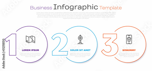 Set line Folded map, Location with cross hospital and City navigation. Business infographic template. Vector