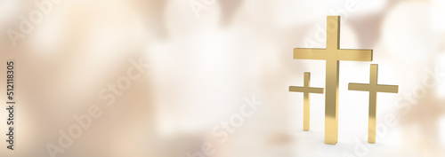 Canvas-taulu Abstract christian cross in church on clean background and bokeh.