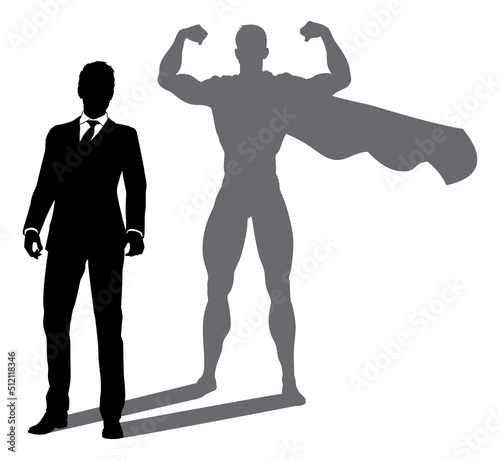 Superhero Business Man With Super Hero Shadow