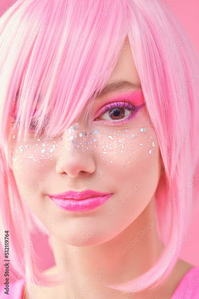girly anime makeup Stock Photo