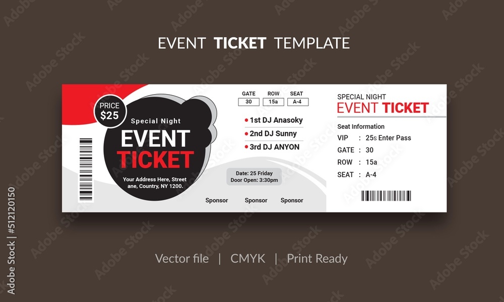 Event Ticket Vector Template 70 Event Ticket Vector Template 70