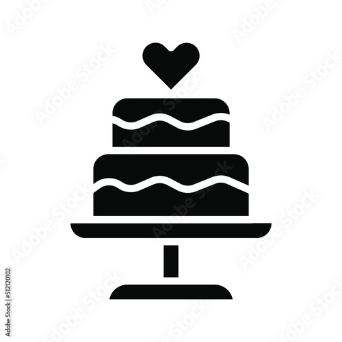 Stacked wedding cake dessert with heart topper color editable