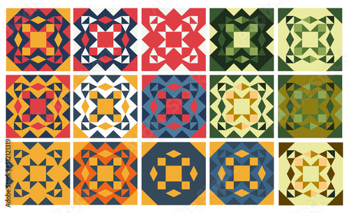 Seamlessillustration tile pattern. Colorful lisbon, mediterranean floral ornament pattern. Square flower mosaic. Arabic, Turkish, Pakistan, Moroccan, Portuguese motifs photo