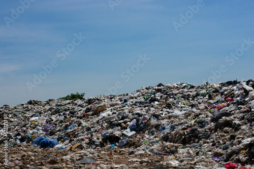 Garbage Mountain, a large pile of garbage from urban and industrial communities in developing countries. southeast asia 