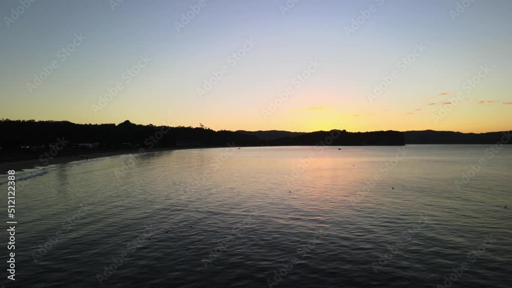 Sunset over the Cooks bay in New Zealand Sunset over the Cooks bay in New Zealand