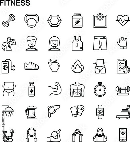 icons set gym and fitness tool photo