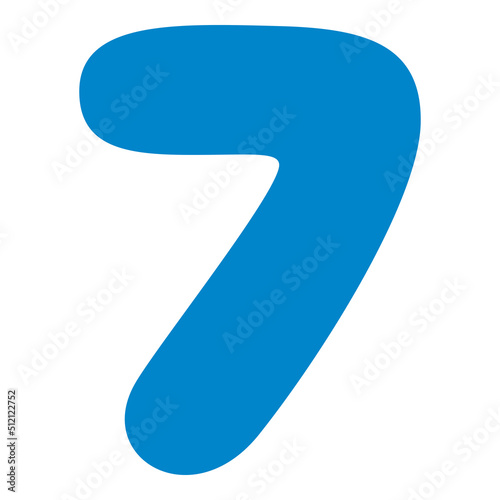 7, cartoon Arabic numerals. The ten digits of the Arabic numerals from 0 to 9, font Hand drawn. Decorative numbers for children's magazines. Vector illustration isolated on white background.
