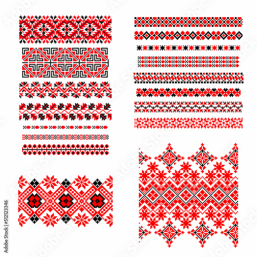 Seamless patterns. Embroidery. Ukrainian national ornament