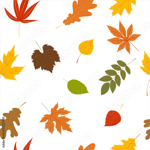 autumn seamless background, leaves, pattern, vector