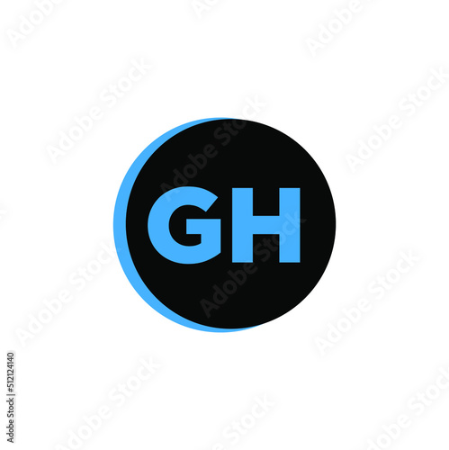 GH company name initial letters monogram. GH on black round.