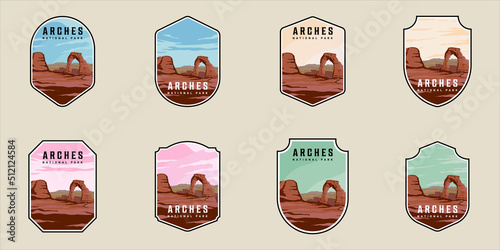 Foto set of emblem arches national park vector illustration template graphic design