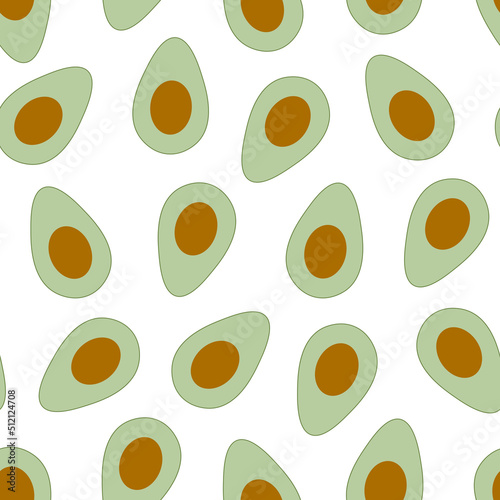 Seamless pattern avocado vector illustration