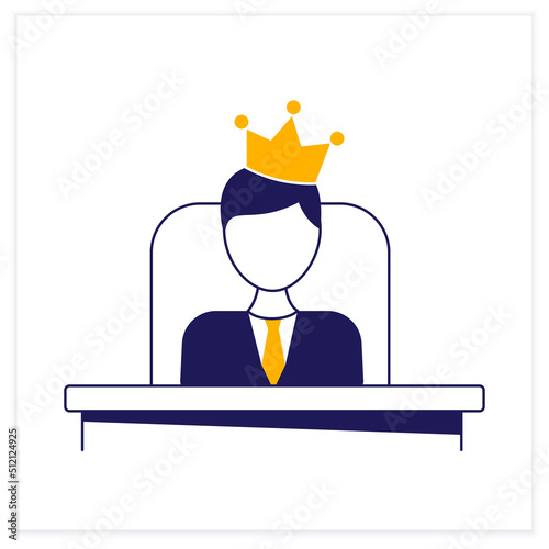 Chairman flat icon. Presiding officer of board, committee or deliberative assembly.Leader. Company concept. Color vector illustration