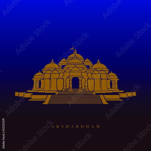 Swaminarayan Akshardham temple vector icon. Akshardham mandir, Delhi. photo