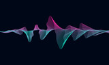 Abstract wave line colorful vector background. Music sound or energy concept. Universal geometric shape with liquid glitch effect, vaporwave, synthwave shapes.