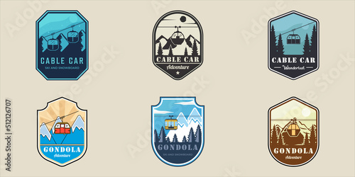 set of emblem cable car or gondola vector illustration template icon graphic design. bundle collection of various transportation sign or symbol for business or travel concept
