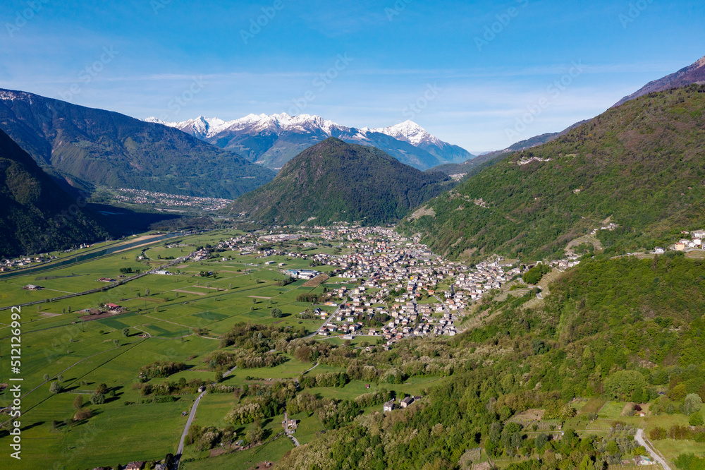 aerial view of Ardenno in Valtellina, Italy