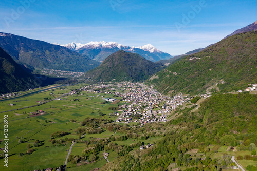 aerial view of Ardenno in Valtellina  Italy