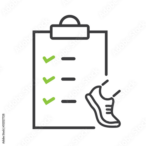 Personal workout plan icon, fitness exercise list, program gym training, checklist or diary schedule athlete.