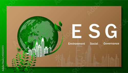 Banner ESG - Environmental, Social and Corporate Governance. concept of business trend. vector design illustration.