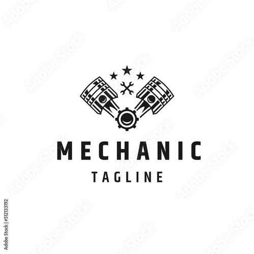 Piston mechanic logo icon design template flat vector