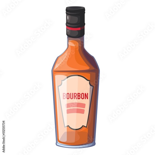 Bourbon whisky alcohol drink in bottle vector illustration. Cartoon old strong whiskey, isolated liquor beverage for drinking on party in bar, pub, and restaurant
