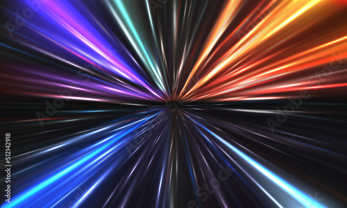 Abstract color light speed zoom fast night background vector