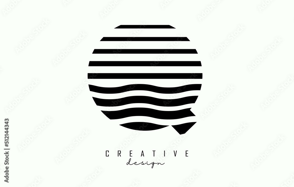 Letter Q logo design with black lines. Vector illustration with wavy lines. Letter Q logo design with black lines. Vector illustration with wavy lines.