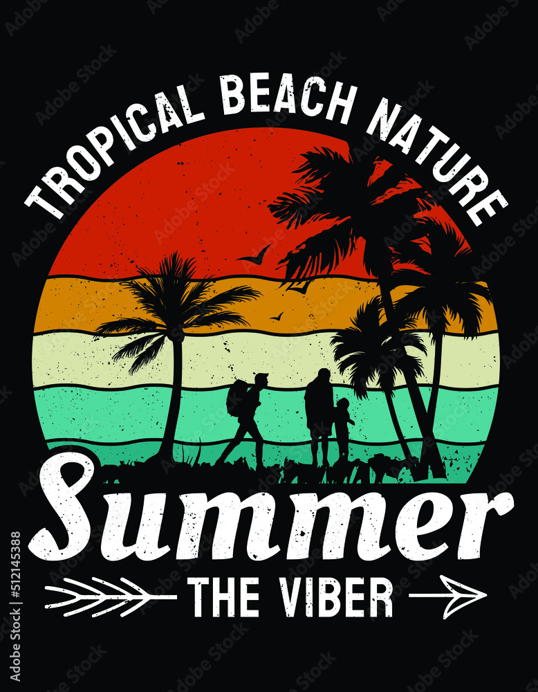 Summer typography t-shirt design, illustration, vector element