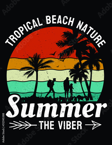 Summer typography t-shirt design, illustration, vector element
