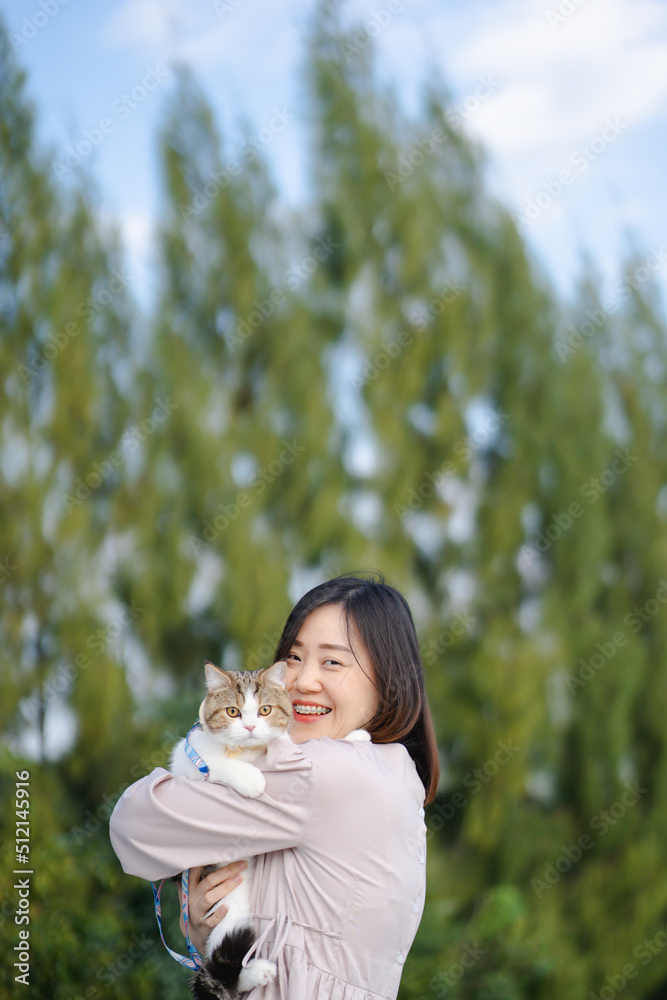 woman relax and travel with her scottish cat woman relax and travel with her scottish cat